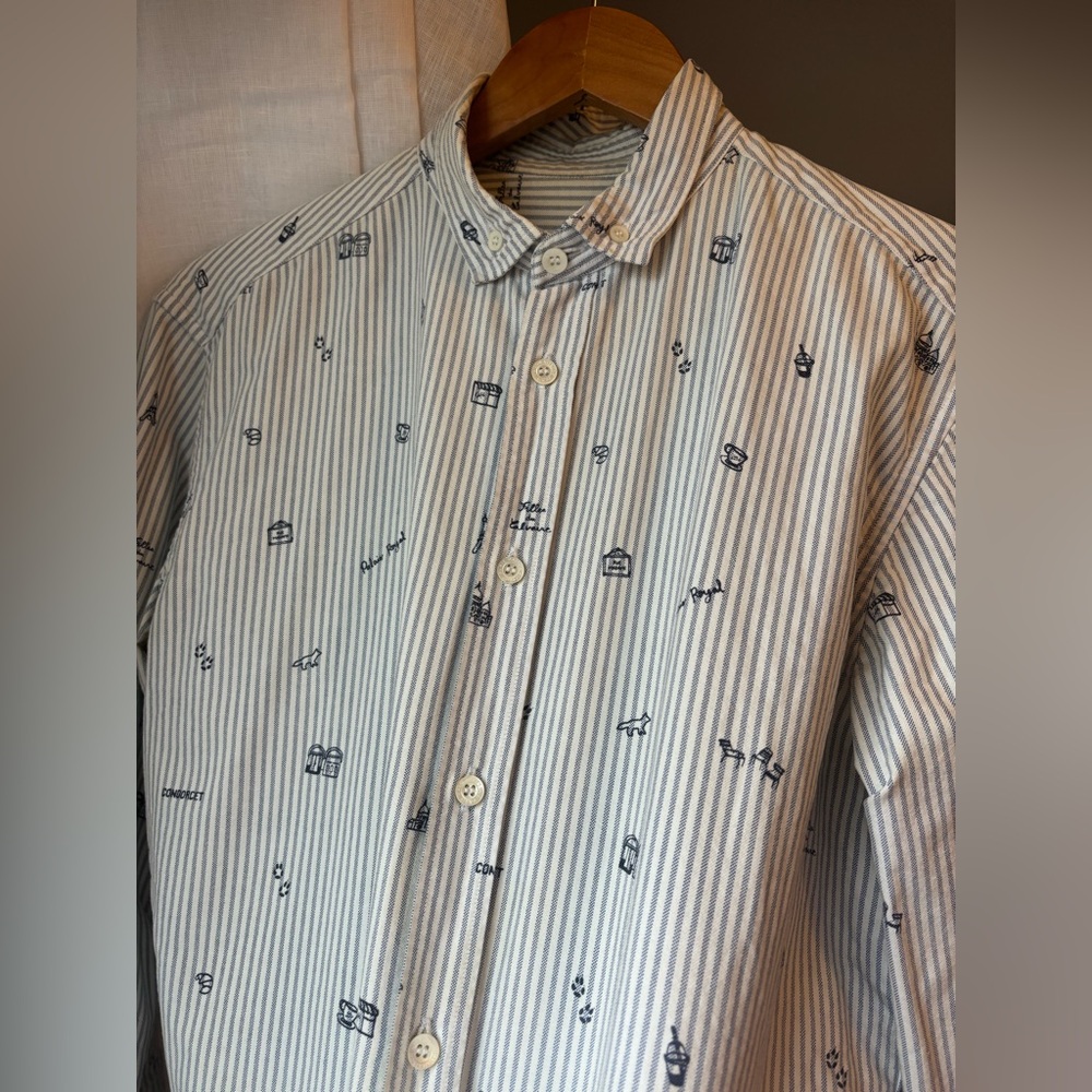 Men's Striped Button-Down Shirt by Maison Kitsune
